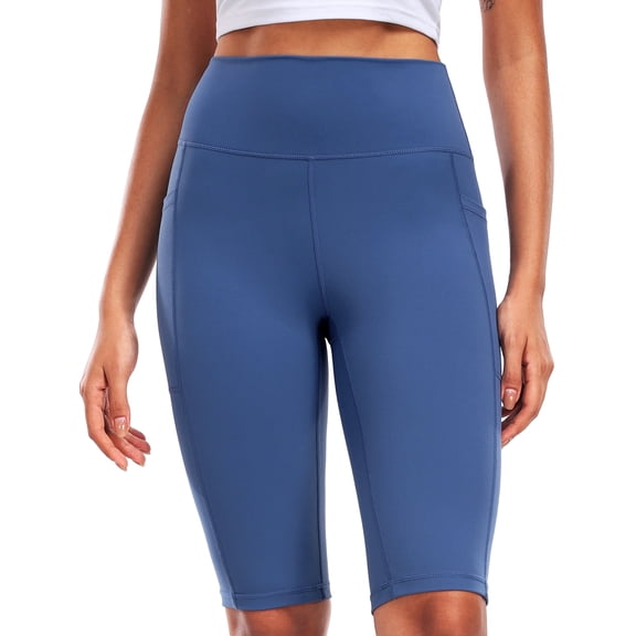 Cadmus Biker Yoga Shorts 12" Inseam with Pockets for Women,High Waisted Athletic Running Workout Gym Shorts