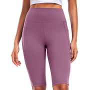 Cadmus Biker Yoga Shorts 12" Inseam with Pockets for Women,High Waisted Athletic Running Workout Gym Shorts