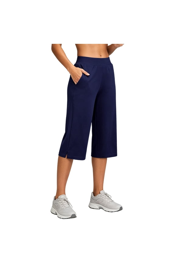 Capri Pants for Women 19" High Waist Stretch Crop Straight Sweatpants with Pockets Yoga Work Casual