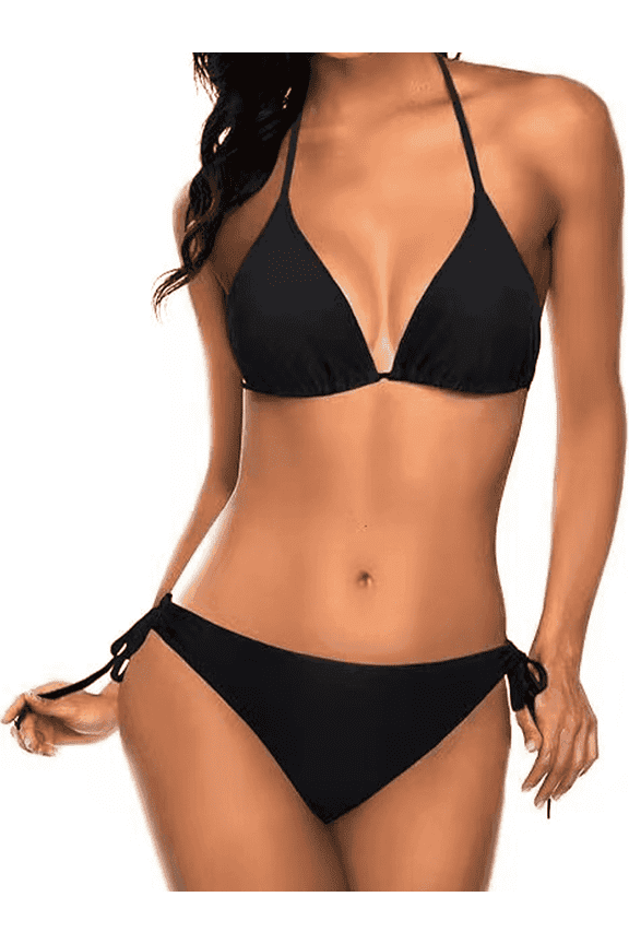 Halter String Triangle Bikini Sets for Women High Cut 2 Piece Bikini Swimsuit