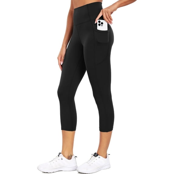 Cadmus High Waist Capri Leggings with Pockets, 20" Soft Comfy Running Workout Crop Yoga Pants for Women 4 Way Stretch