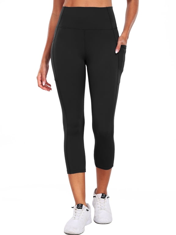 High Waist Capri Leggings with Pockets, 20" Soft Comfy Running Workout Crop Yoga Pants for Women 4 Way Stretch
