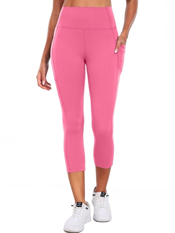 High Waist Capri Leggings with Pockets, 20" Soft Comfy Running Workout Crop Yoga Pants for Women 4 Way Stretch