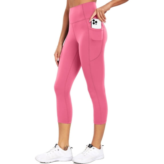 Cadmus High Waist Capri Leggings with Pockets, 20" Soft Comfy Running Workout Crop Yoga Pants for Women 4 Way Stretch