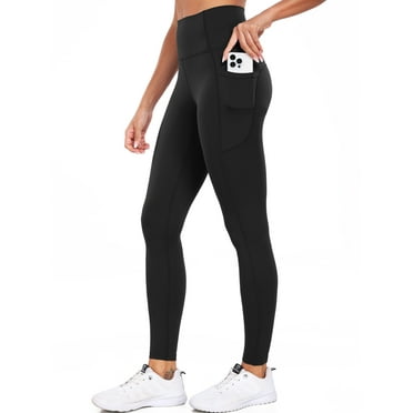Cadmus 27" Yoga Pants for Women, High Waist Stretch Ultra Soft Leggings, Running Workout Pants with Pockets, Black, L