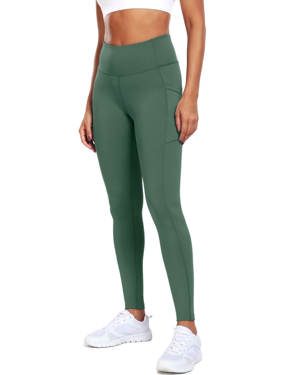 High Waist Yoga Pants with Pockets, Lycra Soft Running Workout Leggings for Women 4 Way Stretch
