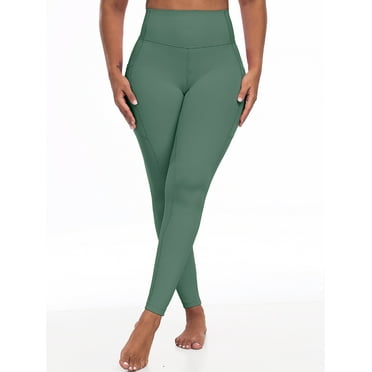 Cadmus 27" Yoga Pants for Women, High Waist Stretch Ultra Soft Leggings, Running Workout Pants with Pockets, Green, S