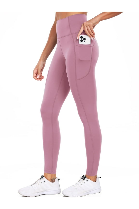 High Waist Yoga Pants with Pockets, Lycra Soft Running Workout Leggings for Women 4 Way Stretch