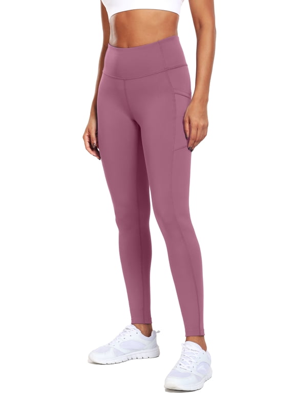 High Waist Yoga Pants with Pockets, Lycra Soft Running Workout Leggings for Women 4 Way Stretch