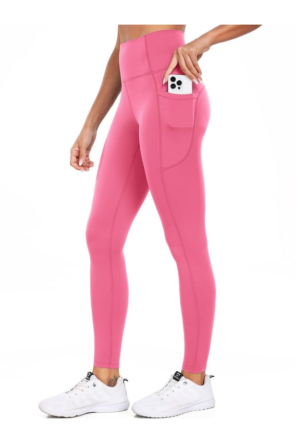 High Waist Yoga Pants with Pockets, Lycra Soft Running Workout Leggings for Women 4 Way Stretch