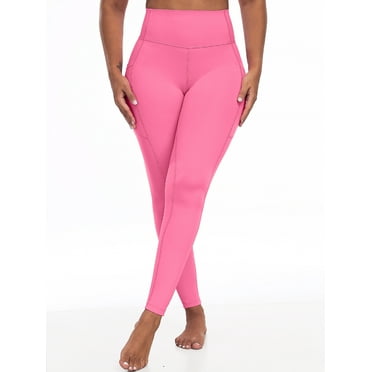 Cadmus 27" Yoga Pants for Women, High Waist Stretch Ultra Soft Leggings, Running Workout Pants with Pockets, Pink, S