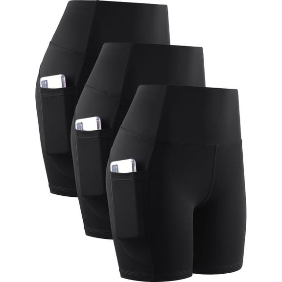 Cadmus High Waist Yoga Shorts for Women Workout Running Shorts Naked Feeling Biker Shorts Tummy Control Deep Pockets,3 Pack