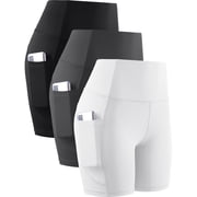 Cadmus 6 High Waist Yoga Shorts for Women Workout Running Shorts Naked Feeling Biker Shorts Deep Pockets,3 Pack