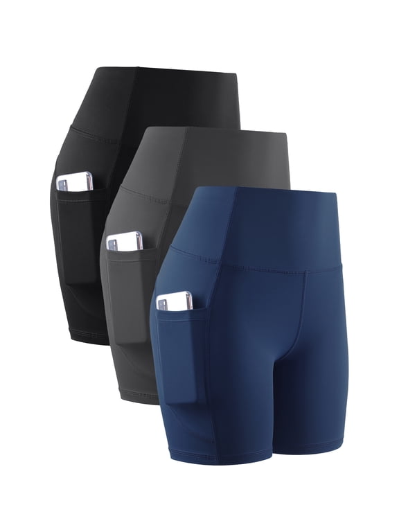 6'' Plus Size High Waist Yoga Shorts for Women Workout Running Shorts Naked Feeling Biker Shorts Deep Pockets,3 Pack