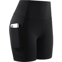 Cadmus High Waist Yoga Shorts for Women Workout Running Shorts Naked Feeling Biker Shorts Tummy Control Deep Pockets, Black, 2XL