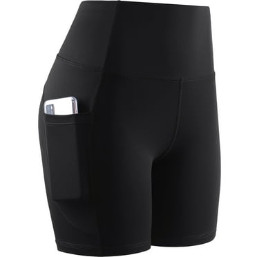Cadmus High Waist Yoga Shorts for Women Workout Running Shorts Naked Feeling Biker Shorts Tummy Control Deep Pockets, Black, M
