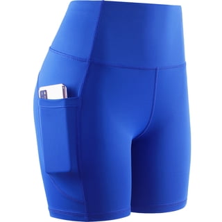 Cadmus 6'' Plus Size High Waist Yoga Shorts for Women Workout Running Shorts Naked Feeling Biker Shorts Deep Pockets, Blue, 2XL