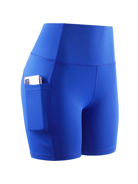 6'' Plus Size High Waist Yoga Shorts for Women Workout Running Shorts Naked Feeling Biker Shorts Deep Pockets, Blue, 2XL