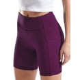 thumbnail image 1 of Cadmus High Waist Yoga Shorts for Women Workout Running Shorts Naked Feeling Biker Shorts Tummy Control Deep Pockets, Purple, M, 1 of 8