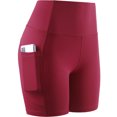 thumbnail image 1 of Cadmus High Waist Yoga Shorts for Women Workout Running Shorts Naked Feeling Biker Shorts Tummy Control Deep Pockets, Red, XL, 1 of 4