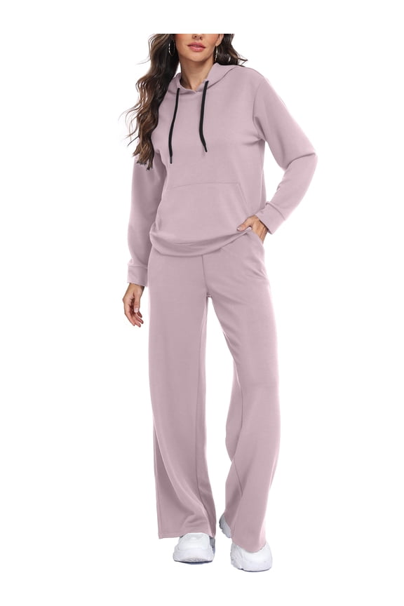 Lounge Sets for Women 2-Piece Fall Sweatsuits Comfy Wide Leg Sweatpants and Long Sleeve Hoodies Outfits, Regular/ Tall