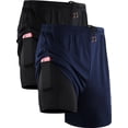 thumbnail image 1 of Cadmus Men's 2 in 1 Running Shorts with Liner,Dry Fit Workout Shorts with Pockets,2 Pack,Black/Navy Blue,XL, 1 of 8