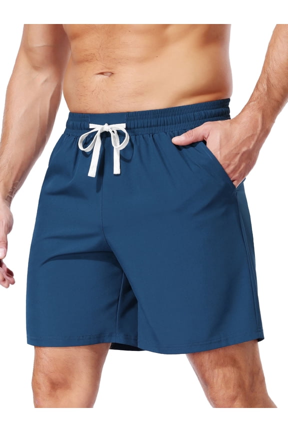 Men's 7'' Linerless Workout Shorts Quick Dry for Running Sports Athletic Gym with Pockets