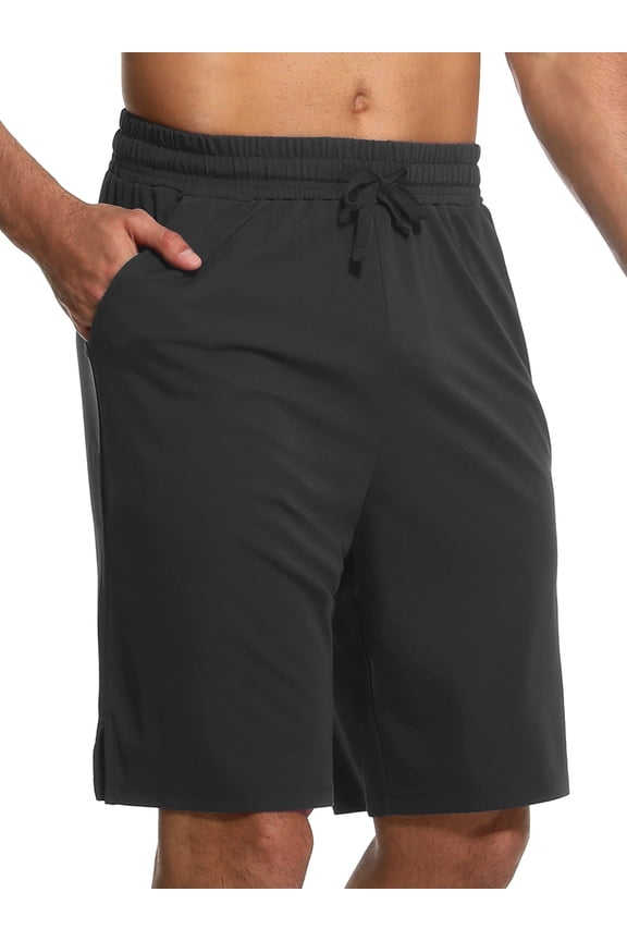 Men's 9" Linerless Workout Shorts - Casual Loose Comfy Drawstring for Running Sports Athletic Gym with Pockets