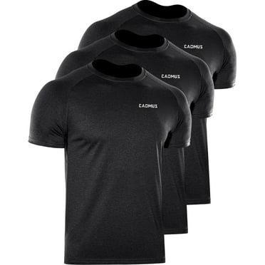 Cadmus Men's Dry Fit Athletic Running Crew Neck T-Shirt,Black/Black/Black,Large
