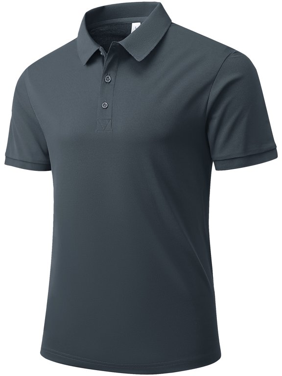 Men's Polo Shirt Quick Dry Performance Short Sleeve Tactical Shirts Pique Jersey Golf Shirt,8688,Dark Grey,XL