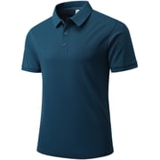 Cadmus Mens Polo Shirt Quick Dry Performance Short Sleeve Tactical Shirts Pique Jersey Golf Shirt,8688,Light Navy Blue,L