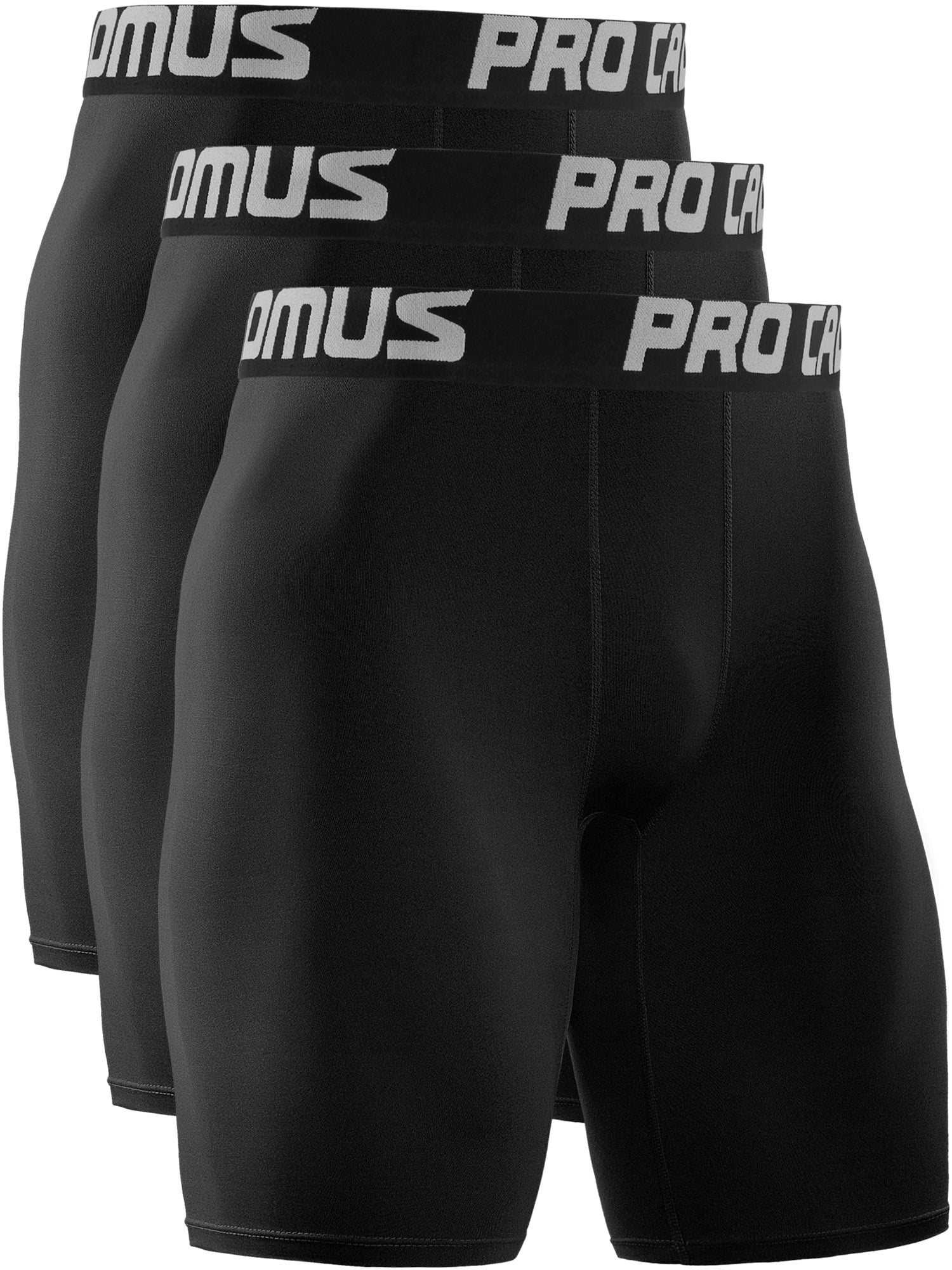 Cadmus Men's Running Compression Shorts Athletic Workout Performance Underwear 3 Pack,Black