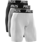 Cadmus Men's Running Compression Shorts Athletic Workout Performance Underwear 3 Pack,Black, Grey, White,Large