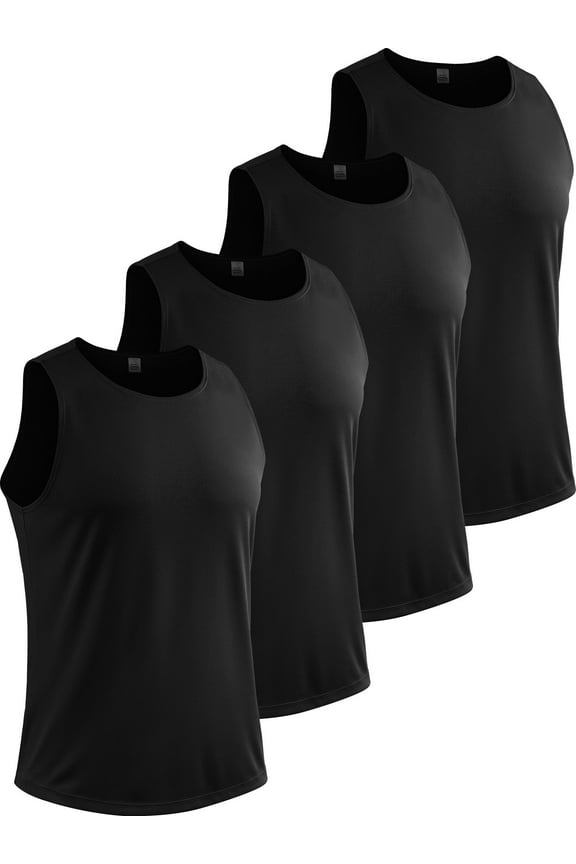 [4 Pack] Cadmus Men's Sleeveless Muscle Shirts Dry Fit Gym Workout Tank Top,Large