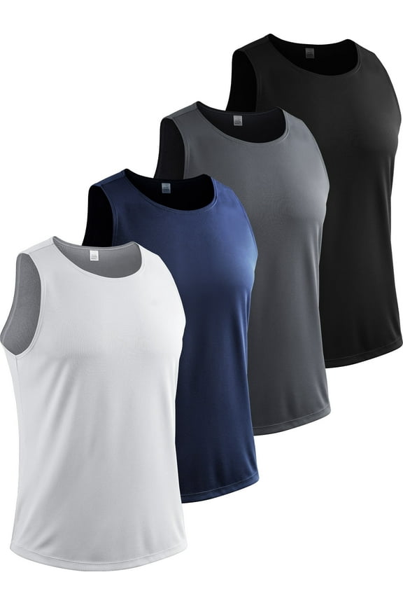 [4 Pack] Cadmus Men's Sleeveless Muscle Shirts Dry Fit Gym Workout Tank Top,XX-Large