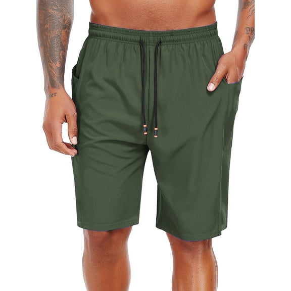 Cadmus Men's Swim Trunks with Compression Liner 9 Inch Inseam Mens Bathing Suit Quick Dry Beach Shorts Board Shorts,Army Green,M