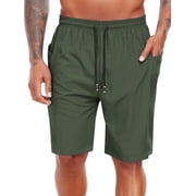 Cadmus Men's Swim Trunks with Compression Liner 9 Inch Inseam Mens Bathing Suit Quick Dry Beach Shorts Board Shorts,Army Green,S