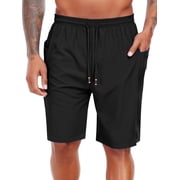 Cadmus Men's Swim Trunks with Compression Liner 9 Inch Inseam Mens Bathing Suit Quick Dry Beach Shorts Board Shorts,Black,XL