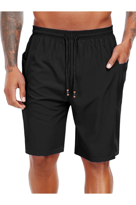 Men's Swim Trunks with Compression Liner 9 Inch Inseam Mens Bathing Suit Quick Dry Beach Shorts Board Shorts,Black,XL