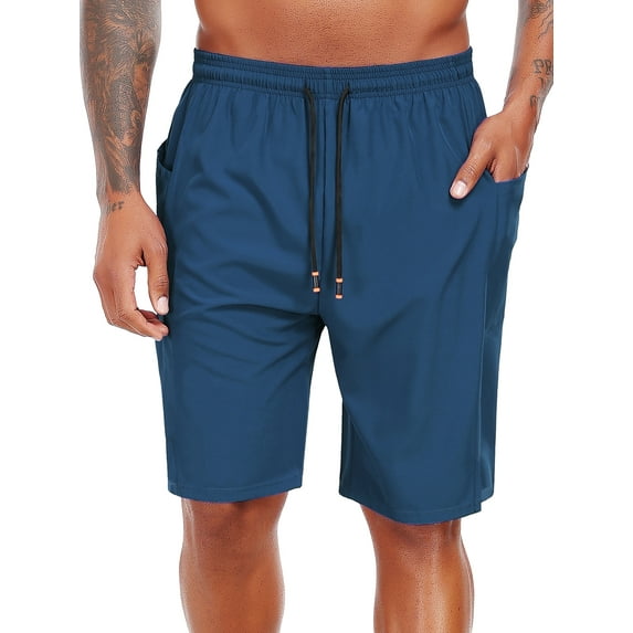 Cadmus Men's Swim Trunks with Compression Liner 9 Inch Inseam Mens Bathing Suit Quick Dry Beach Shorts Board Shorts,Copen Blue,M