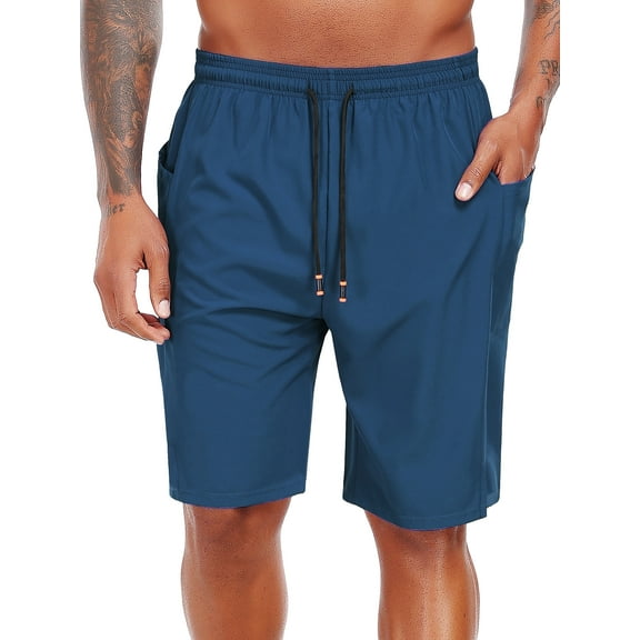 Cadmus Men's Swim Trunks with Compression Liner 9 Inch Inseam Mens Bathing Suit Quick Dry Beach Shorts Board Shorts,Copen Blue,S
