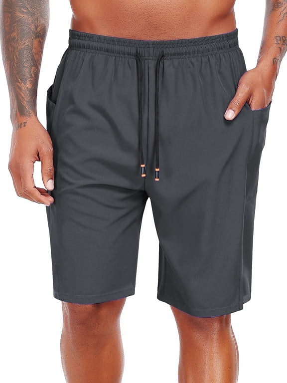 Men's Swim Trunks with Compression Liner 9 Inch Inseam Mens Bathing Suit Quick Dry Beach Shorts Board Shorts,Deep Grey,XL
