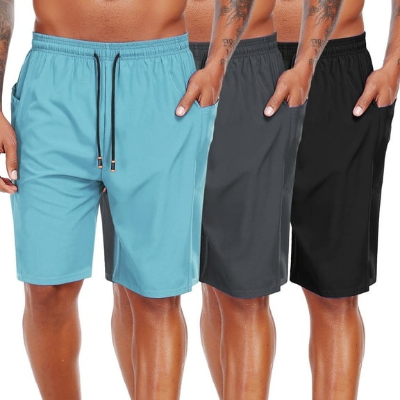 Cadmus Men's Swim Trunks with Compression Liner 9 Inch Inseam Mens Bathing Suit Quick Dry Beach Shorts Board Shorts,3 Pack