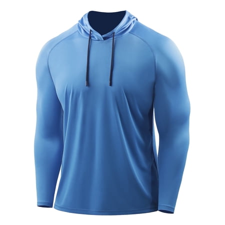 Cadmus Men's UPF 50+ Sun Protection Long Sleeve Shirts Dry Fit Hoodies for Running, Fishing, Hiking & Outdoor Workouts,1 Pack,096,Light Blue,Large