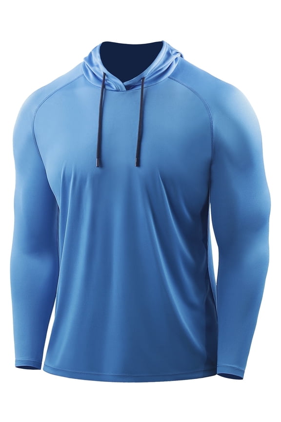 Men's UPF 50+ Sun Protection Long Sleeve Shirts Dry Fit Hoodies for Running, Fishing, Hiking & Outdoor Workouts,1 Pack,096,Light Blue,XXX-Large