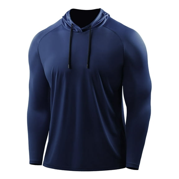 Cadmus Men's UPF 50  Sun Protection Long Sleeve Shirts Dry Fit Hoodies for Running, Fishing, Hiking & Outdoor Workouts,1 Pack,096,Navy Blue,Medium