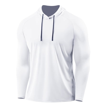 Cadmus Men's UPF 50+ Sun Protection Long Sleeve Shirts Dry Fit Hoodies for Running, Fishing, Hiking & Outdoor Workouts,1 Pack,096,White,XX-Large