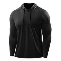 Cadmus Men's Workout Long Sleeve Fishing shirts UPF 50+ Sun Protection Dry Fit Hoodies,1 Pack,096,Black,X-Large