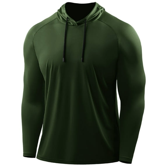 Cadmus Men's UPF 50+ Sun Protection Long Sleeve Shirts Dry Fit Hoodies for Running, Fishing, Hiking & Outdoor Workouts,1 Pack,096,Olive-green,XX-Large