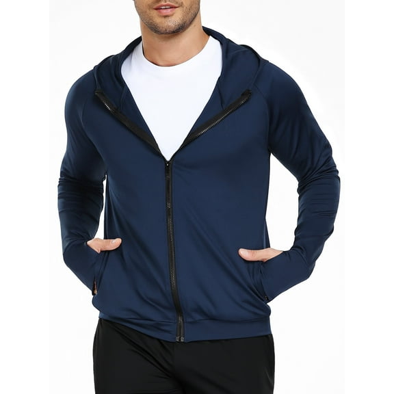 Cadmus Men's Full Zip Hoodie Jacket Sportswear Hooded Workout Track Running Jacket with Pockets
